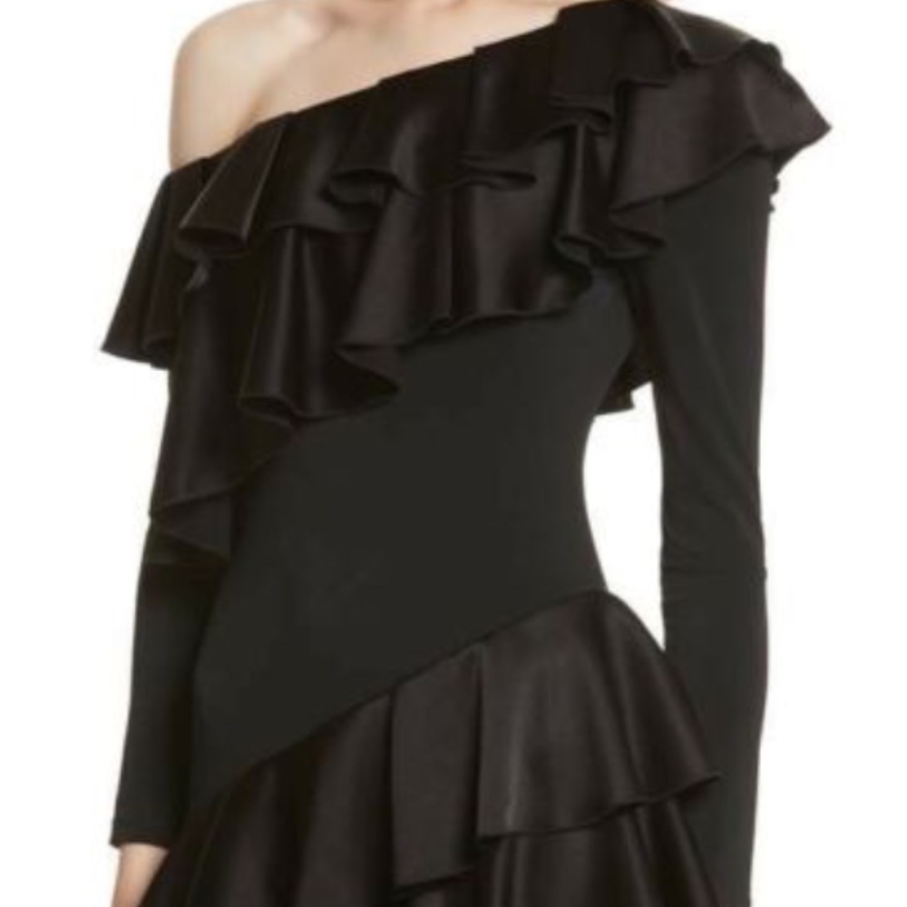 Alice + Olivia Izzy One Shoulder Ruffle Dress